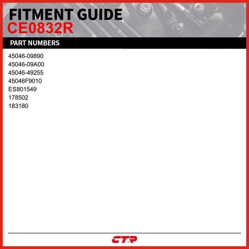 CTR CE0832R [OE SORPLIRE] نهاية قضيب التعادل الخارجية الأمامية متوافقة مع لكزس ، مركبات تويوتا-يحل محل 45046-09890 ، 45046-09A00 ، 45046-49255 ، 45046F9010 ، ES801549 in Saudi Arabia