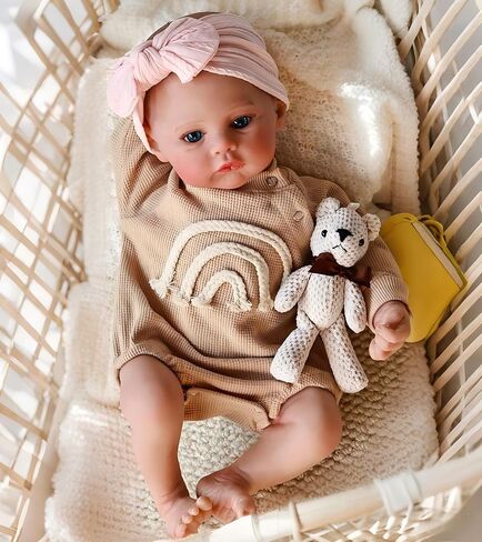 iCradle Lifelike Reborn Baby Dolls 19 Inch Realistic Newborn Baby Dolls Vinyl Girl Real Life Baby Dolls Hand Painted Hair Toy for Kids Age 3+ in Saudi Arabia