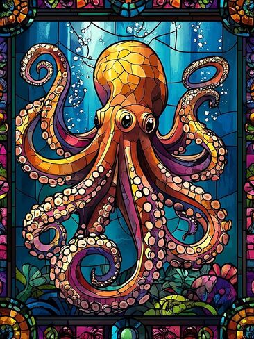 VAIIEYO 5D Diamond Art Kits for Adults Octopus, Diamond Painting Animal, Paint by Numbers Full Drill Round Rhinestone Craft Canvas for Home Wall Decor Gift 12x16 inch-28 in Saudi Arabia