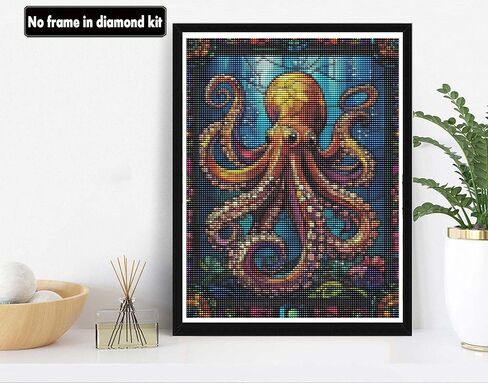VAIIEYO 5D Diamond Art Kits for Adults Octopus, Diamond Painting Animal, Paint by Numbers Full Drill Round Rhinestone Craft Canvas for Home Wall Decor Gift 12x16 inch-28 in Saudi Arabia