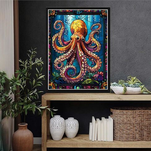 VAIIEYO 5D Diamond Art Kits for Adults Octopus, Diamond Painting Animal, Paint by Numbers Full Drill Round Rhinestone Craft Canvas for Home Wall Decor Gift 12x16 inch-28 in Saudi Arabia