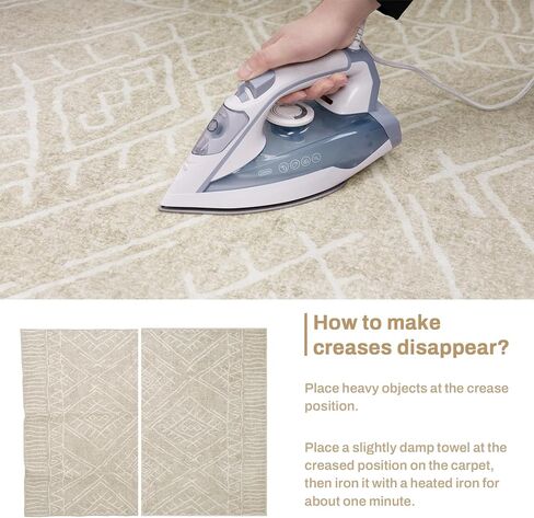 8x10 Area Rug for Living Room : Washable Rug Modern Geometric Soft Low Pile Non-Slip Stain-Resistant Carpet for Bedroom Dining Room Home Office - Beige in Saudi Arabia