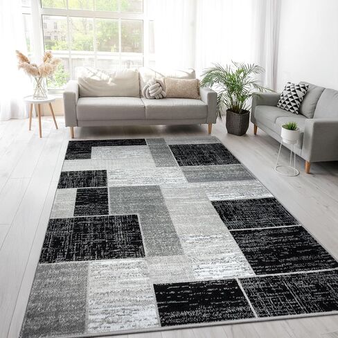 L'Baiet Verena Geometric Area Rug Blue Grey 8' x 10' Large Area Rugs Carpet for Living Room, Bedroom, Dining Table, Office, Hallway, Foyer | Neutral Colorful Modern Abstract Home Decor in Saudi Arabia
