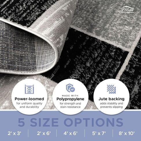 L'Baiet Verena Geometric Area Rug Blue Grey 8' x 10' Large Area Rugs Carpet for Living Room, Bedroom, Dining Table, Office, Hallway, Foyer | Neutral Colorful Modern Abstract Home Decor in Saudi Arabia