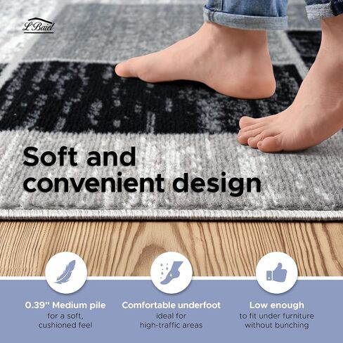 L'Baiet Verena Geometric Area Rug Blue Grey 8' x 10' Large Area Rugs Carpet for Living Room, Bedroom, Dining Table, Office, Hallway, Foyer | Neutral Colorful Modern Abstract Home Decor in Saudi Arabia