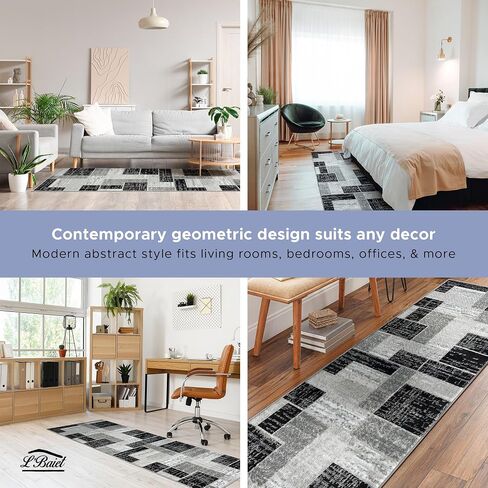 L'Baiet Verena Geometric Area Rug Blue Grey 8' x 10' Large Area Rugs Carpet for Living Room, Bedroom, Dining Table, Office, Hallway, Foyer | Neutral Colorful Modern Abstract Home Decor in Saudi Arabia
