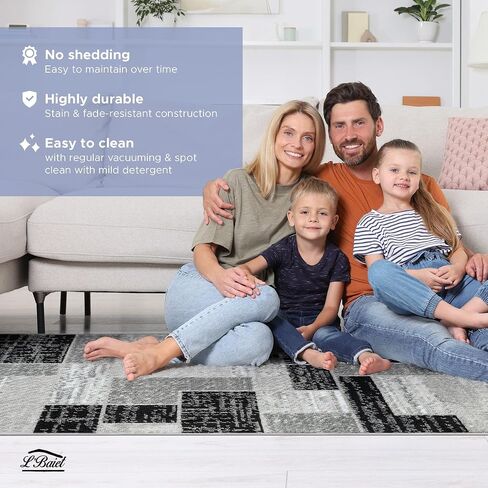 L'Baiet Verena Geometric Area Rug Blue Grey 8' x 10' Large Area Rugs Carpet for Living Room, Bedroom, Dining Table, Office, Hallway, Foyer | Neutral Colorful Modern Abstract Home Decor in Saudi Arabia