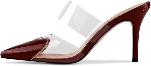 Divanne Women's Heart Heeled Mules Pointed Toe Mule Pumps High Heel Mules Slip On Clear Heeled Sandals in Kuwait