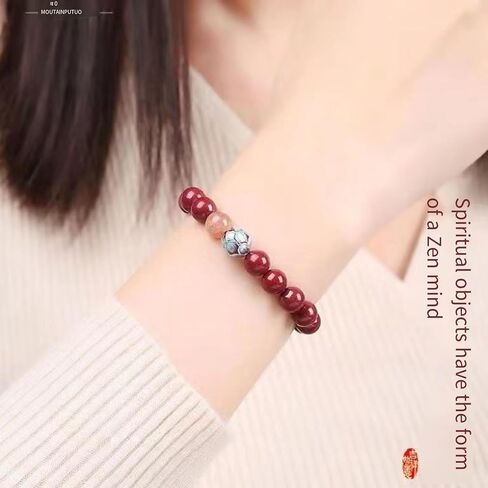 Cinnabar Bracelet Set - Five Deities Wealth & Lotus Charms Adjustable Beads,Natural Gemstone Spiritual Jewelry for Protection & Blessing,For Men Women, Meaning to Attract Wealth and Good Luck in Saudi Arabia