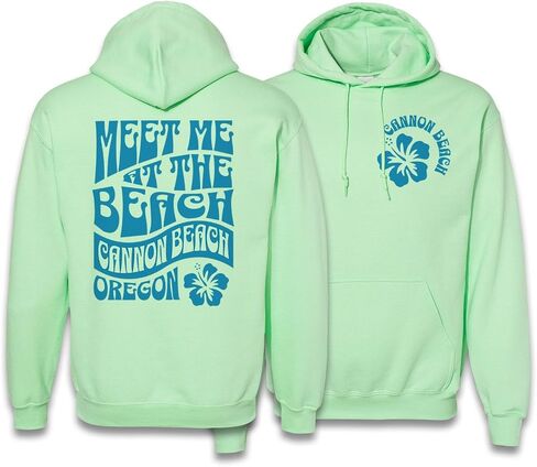 Retro Cannon Beach Oregon Front and Back Print Hoodie Sweatshirt Unisex in Saudi Arabia