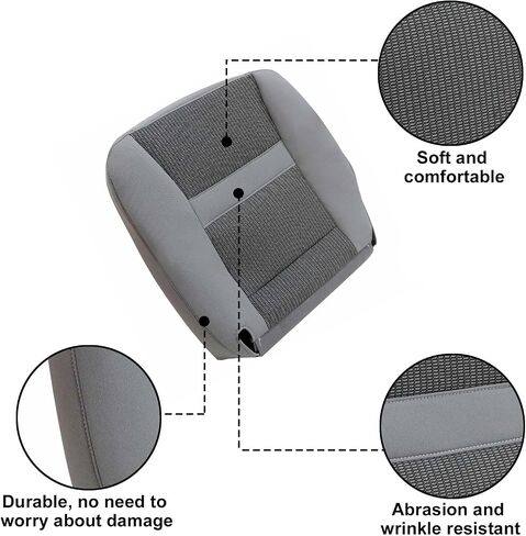 SecosAutoparts Driver & Passenger Bottom & Driver Top Lean & Two Foam Cushion Replacement Cloth Seat Cover Fit for Dodge Ram 2500 2006 2007 2008 2009 2010 Ram 3500 4500 5500 2006 2007 2008 2009 2010 in Saudi Arabia