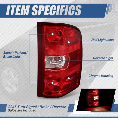 Auto Dynasty Factory Style Rear Tail Lights Brake Lamps Compatible with Silverado Sierra 1500 2500HD 3500 2007-2014, Driver and Passenger Side, Smoked Lens in Saudi Arabia