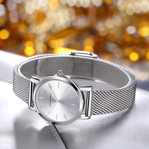 Women Watches Minimalist Fashion Quartz Wrist Watch Party Dress Bracelet Watch for Ladies with Stainless Steel Mesh Band in Kuwait