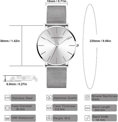 Women Watches Minimalist Fashion Quartz Wrist Watch Party Dress Bracelet Watch for Ladies with Stainless Steel Mesh Band in Kuwait
