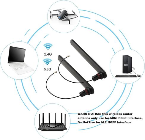Dual Band MHF1/U.FL MHF1 Bluetooth Antenna with Built-in 10cm Cable (Integrated, Non-Detachable), 3dBi Mini WiFi Antenna Plug&Play for PS4,USB Dongle,Raspberry Pi,PCIe & Mini PCIe Card,2-Pack in Kuwait
