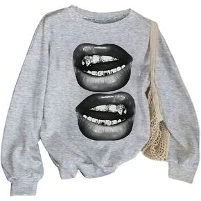 Verdusa Women's Hip Hop Oversized Sweatshirt Streetwear Graphic Long Sleeve Pullover Tops in Kuwait