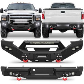 F250 Front & Rear Bumper Full Width for 1992-1997 Ford F250/F350 Pickup, w/Winch Plate, LED Lights and D-rings in Kuwait