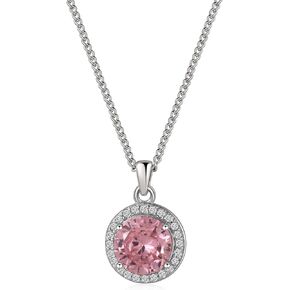 حزمة المجوهرات ، مجموعة المجوهرات ، قلادة قلادة وأقراط مسمار ، النحاس ، 18 كيلو بلاتين مطلي ، جولة الزركونيوم الوردي in Kuwait