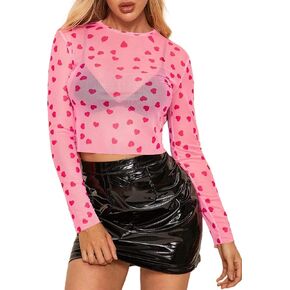 Women's Sexy Clubwear Sheer Seethrough Long Sleeve Fishnet Skull Mesh Tops Tee Shirt Blouse Black in Kuwait