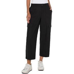 Liverpool Los Angeles Cargo Textured Stretch Woven Hi-Rise Crop Straight Black 14 in Saudi Arabia