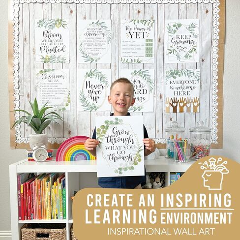 Hadley Designs 9 Black And White Classroom Decor-Welcome Sign, Motivational Posters For Classroom Bulletin Board Decoration, Growth Mindset Classroom Posters Elementary, Middle School in Saudi Arabia