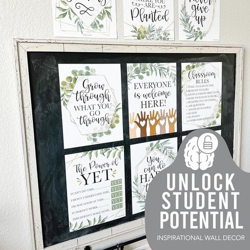 Hadley Designs 9 Black And White Classroom Decor-Welcome Sign, Motivational Posters For Classroom Bulletin Board Decoration, Growth Mindset Classroom Posters Elementary, Middle School in Saudi Arabia