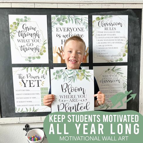 Hadley Designs 9 Black And White Classroom Decor-Welcome Sign, Motivational Posters For Classroom Bulletin Board Decoration, Growth Mindset Classroom Posters Elementary, Middle School in Saudi Arabia