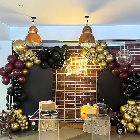 Black Burgundy Gold Balloons 12 Inch Burgundy Black Metallic Gold Latex Balloon Maroon Red Gold Black Confetti Balloons for Kids Graduation Magical Wizard Birthday Baby Shower Party Decoration in Kuwait