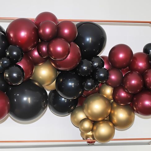 Black Burgundy Gold Balloons 12 Inch Burgundy Black Metallic Gold Latex Balloon Maroon Red Gold Black Confetti Balloons for Kids Graduation Magical Wizard Birthday Baby Shower Party Decoration in Kuwait