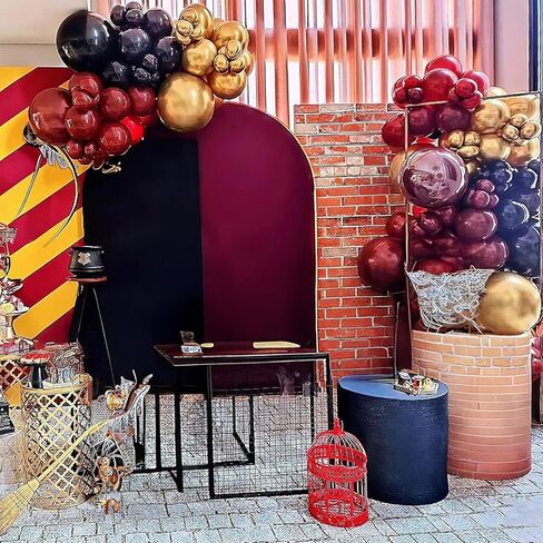 Black Burgundy Gold Balloons 12 Inch Burgundy Black Metallic Gold Latex Balloon Maroon Red Gold Black Confetti Balloons for Kids Graduation Magical Wizard Birthday Baby Shower Party Decoration in Kuwait