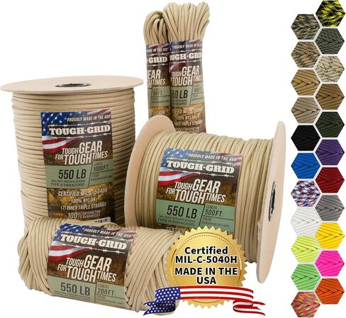 حبل Paracord Premium 550 رطل - 50 قدمًا من النيون الأصفر - 100 ٪ من النايلون من النوع الثالث Mil -spec - UV والتآكل المقاومة - خيوط ثقيلة - حبل البقاء على قيد الحياة في الهواء الطلق - يستخدمه الجيش الأمريكي - مصنوع في الولايات المتحدة الأمريكية in Kuwait