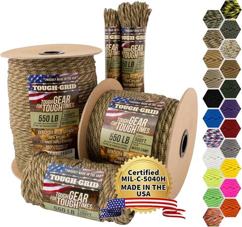 حبل Paracord Premium 550 رطل - 50 قدمًا من النيون الأصفر - 100 ٪ من النايلون من النوع الثالث Mil -spec - UV والتآكل المقاومة - خيوط ثقيلة - حبل البقاء على قيد الحياة في الهواء الطلق - يستخدمه الجيش الأمريكي - مصنوع في الولايات المتحدة الأمريكية in Kuwait