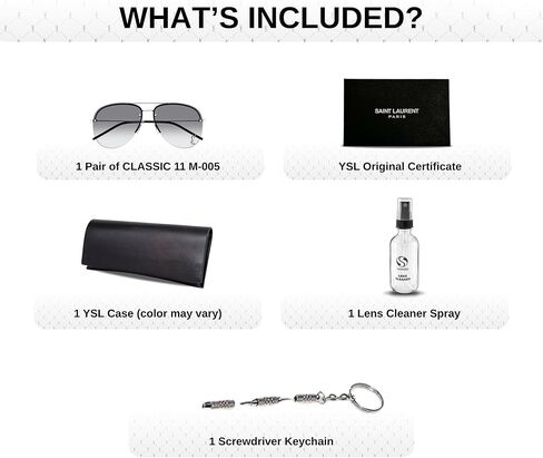 Saint Laurent SL Classic 11 M شكل تجريبي نظارة شمسية مع حزمة مجموعة النظارات - منصات الأنف القابلة للتعديل - نظارة شمسية مصممة للسيدات in Saudi Arabia