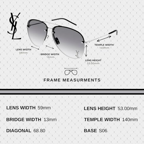 Saint Laurent SL Classic 11 M شكل تجريبي نظارة شمسية مع حزمة مجموعة النظارات - منصات الأنف القابلة للتعديل - نظارة شمسية مصممة للسيدات in Saudi Arabia