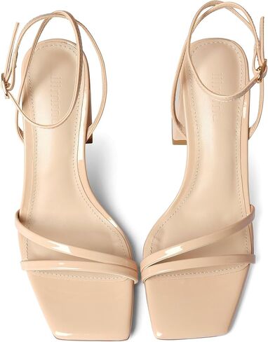 iiimmu Heeled Sandals for Women 3.5 IN Square Toe Ankle Strap Sandals Patent Leather in Kuwait