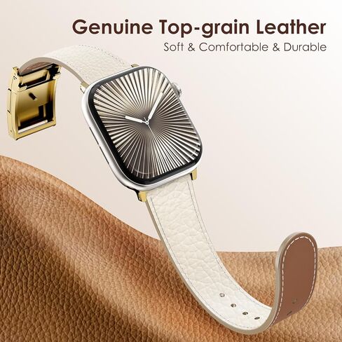فرقة ساعة مغناطيسية من جلد chanchy متوفرة مع فرق Apple Watch 40mm 38mm 41mm 42mm 44mm 45mm 46mm ، Top Grain Leather Leather Band for Women Men iWatch Ultra Se Series 10/9/7/6/5/4/3/2/1 in Kuwait