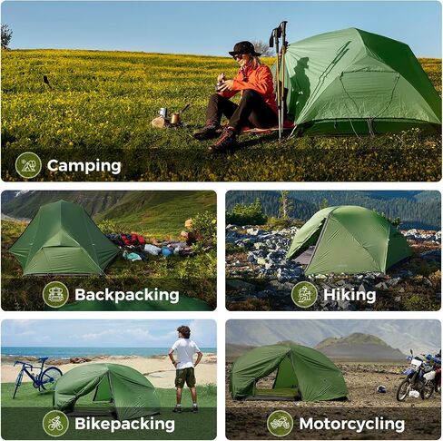 ATEPA Ultralight Backpacking Tent 2 Person, Nylon Lightweight 4000MM+ Waterproof Windproof Portable Two Person Tent with Aluminum Frame & Rainfly for Backpacking Hiking Camping Motorcycle, 4 Season in Saudi Arabia