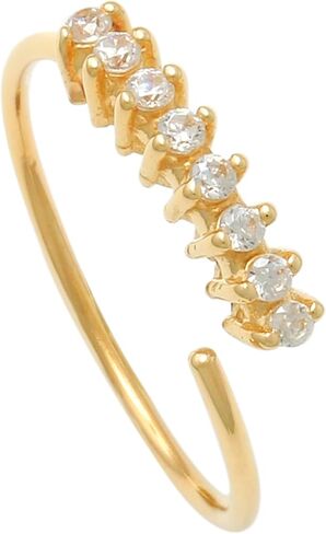 14K Real Solid Gold Diamond CZ Endless Hoop Ring - Cartilage, Nose, Daith, Helix, Conch, Rook, Snug Body Piercing Jewelry - Perfect for Minimalist Design - Available in 18g & 22g Sizes in Saudi Arabia