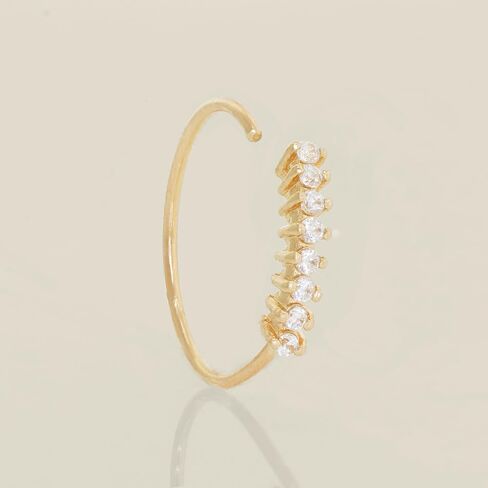 14K Real Solid Gold Diamond CZ Endless Hoop Ring - Cartilage, Nose, Daith, Helix, Conch, Rook, Snug Body Piercing Jewelry - Perfect for Minimalist Design - Available in 18g & 22g Sizes in Saudi Arabia