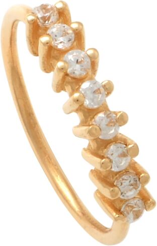 14K Real Solid Gold Diamond CZ Endless Hoop Ring - Cartilage, Nose, Daith, Helix, Conch, Rook, Snug Body Piercing Jewelry - Perfect for Minimalist Design - Available in 18g & 22g Sizes in Saudi Arabia
