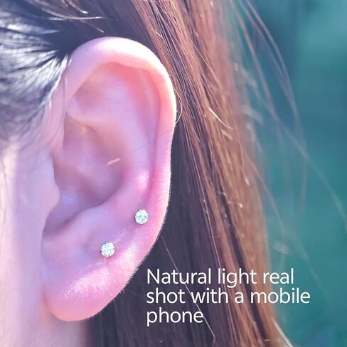 Hypoallergenic Titanium Earrings/Nose Stud Set for back to school(Baby-Safe /Sensitive Skin Approved) Nickel-Free.0.5g Ultra-Lightweight (Lighter Than Raindrops)24/7Comfort.Wear.no discolouring/Waterproof For Daith/Helix/Nostril Piercings Unisex Design in Saudi Arabia