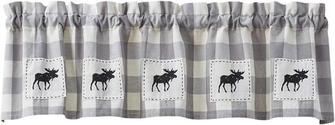 Park Designs Gray Buffalo Check Moose Patch Lined Valance 14" L in Saudi Arabia