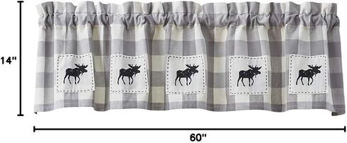 Park Designs Gray Buffalo Check Moose Patch Lined Valance 14" L in Saudi Arabia