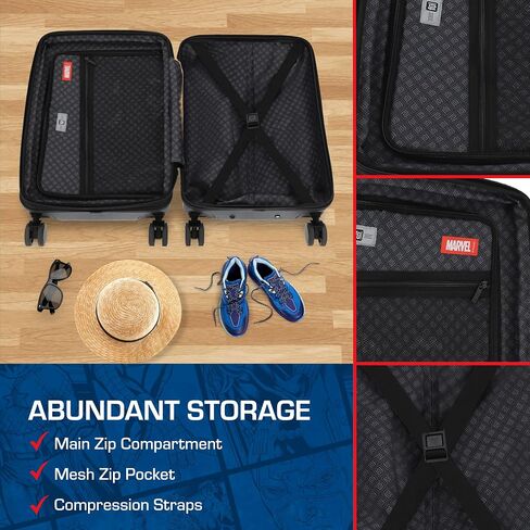 FUL Marvel Logo 22.5 Inch Carry On Luggage, Hardshell Rolling Suitcase with Spinner Wheels, Black in Saudi Arabia