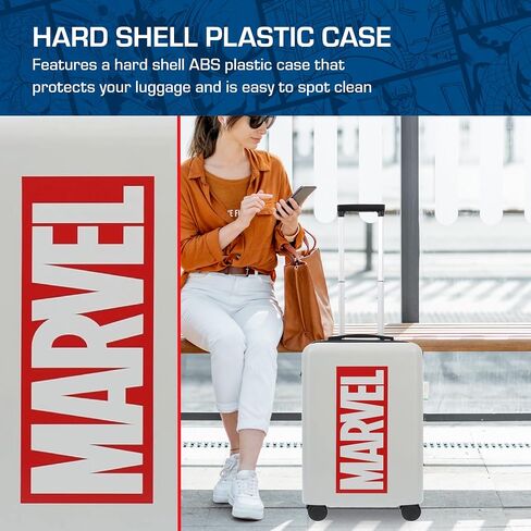FUL Marvel Logo 22.5 Inch Carry On Luggage, Hardshell Rolling Suitcase with Spinner Wheels, Black in Saudi Arabia