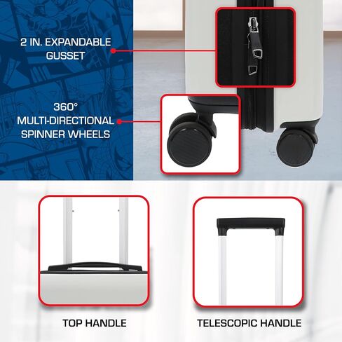 FUL Marvel Logo 22.5 Inch Carry On Luggage, Hardshell Rolling Suitcase with Spinner Wheels, Black in Saudi Arabia