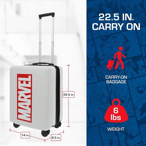 FUL Marvel Logo 22.5 Inch Carry On Luggage, Hardshell Rolling Suitcase with Spinner Wheels, Black in Saudi Arabia