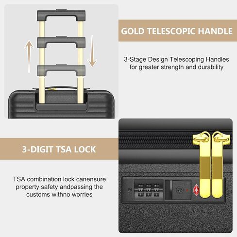 جايوي حمل شركة طيران للأمتعة معتمدة مع قفل TSA ، حقيبة سفر قشرة صلبة 18 بوصة مع عجلات الدوار in Kuwait