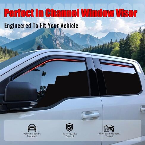 IKON MOTORSPORTS in Channel Window Visors Compatible with 2015-2025 Ford F-150 2017-2025 F250/F350/F450 Superduty Crew Cab, Slim Style Acrylic Smoke Rain Guards, Side Window Wind Deflectors 4PCS in Saudi Arabia