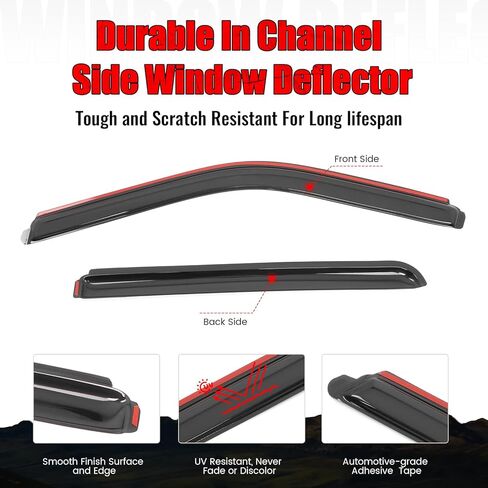 IKON MOTORSPORTS in Channel Window Visors Compatible with 2015-2025 Ford F-150 2017-2025 F250/F350/F450 Superduty Crew Cab, Slim Style Acrylic Smoke Rain Guards, Side Window Wind Deflectors 4PCS in Saudi Arabia